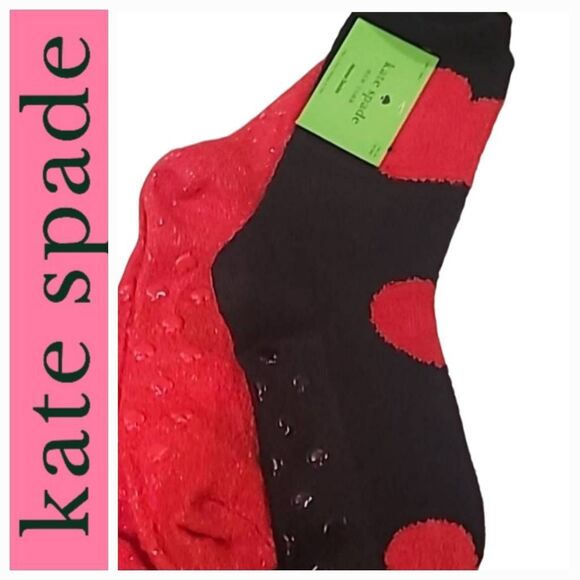 Kate Spade Valentine's Day 2-PK Plush Heart Logo/Solid Crew Sock - Picture 1 of 8